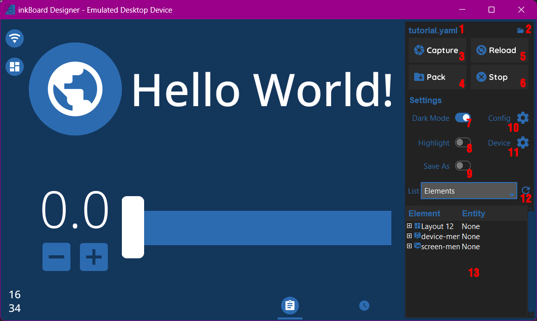 number annotated ui interface